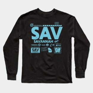 Vintage Savannah SVA Airport Code Travel Day Retro Travel Tag Georgia Long Sleeve T-Shirt